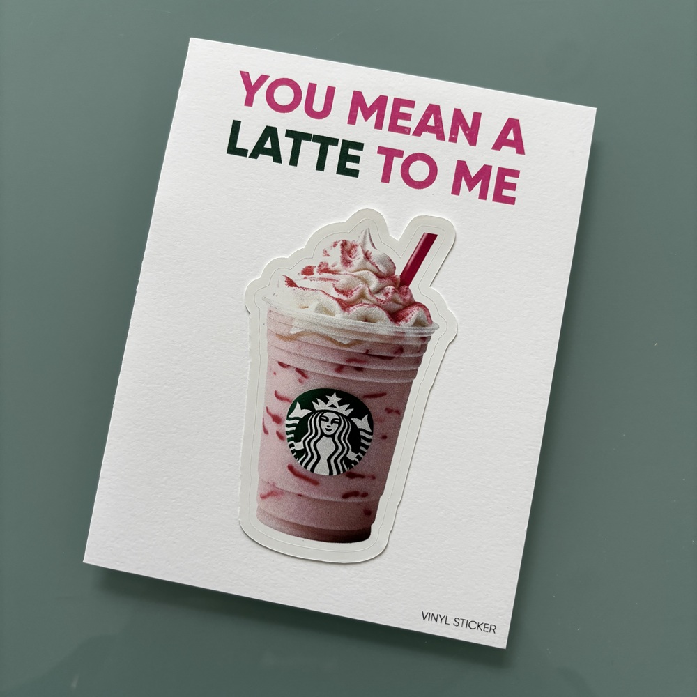 STICKER FOLDED NOTECARD-PINK FRAP